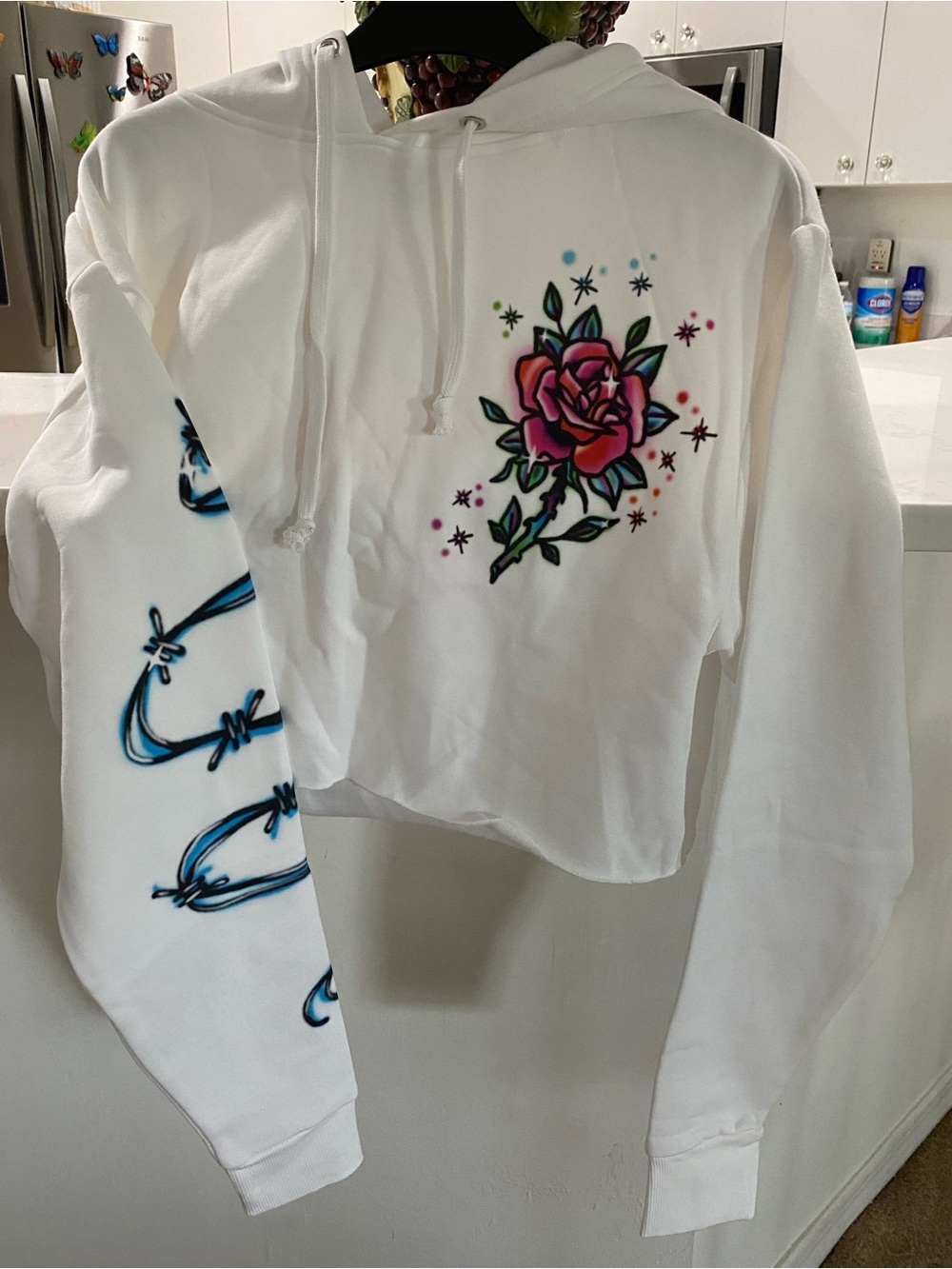 Current Mood White Hooded Sweatshirt with Label Detail
